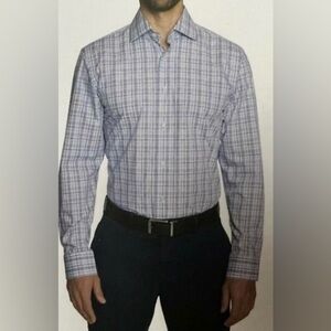 Hickey Freeman New York Men Long Sleeve Dress Shirt (Blue, Medium 16/ 32-33